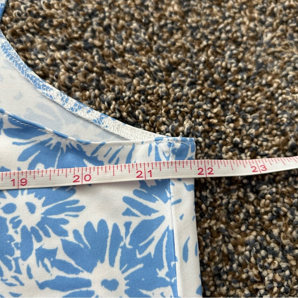 Floral Blue and White Women's Top - Picture 8 of 9